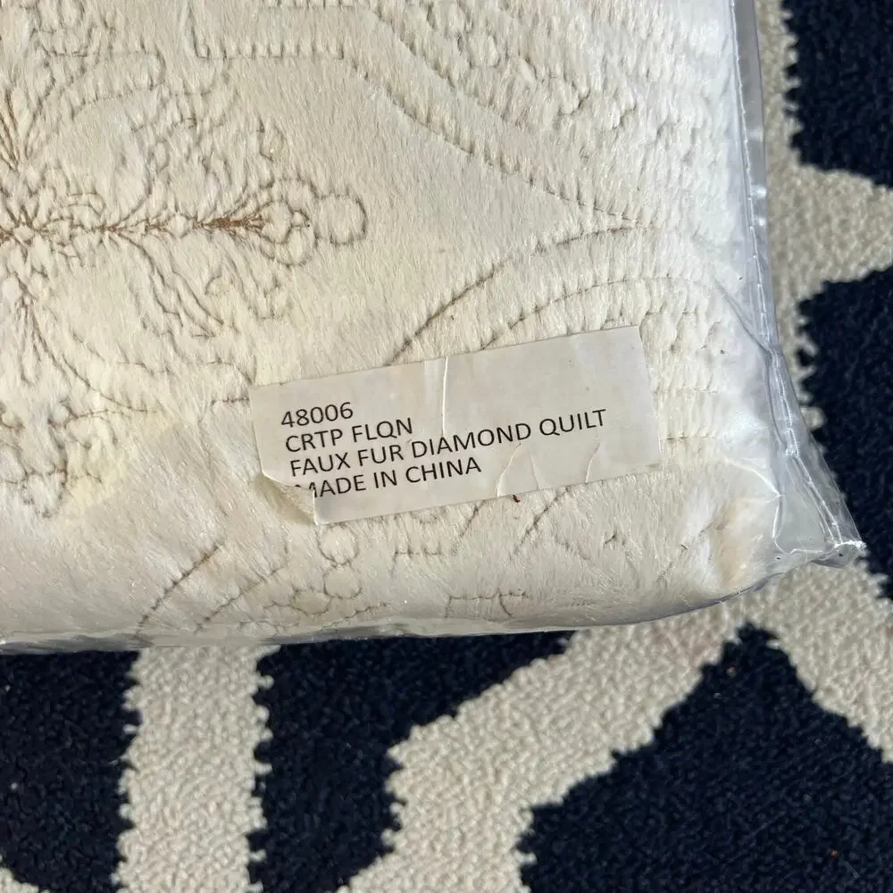 Vintage faux fur Diamond  blanket bed spread coverlet